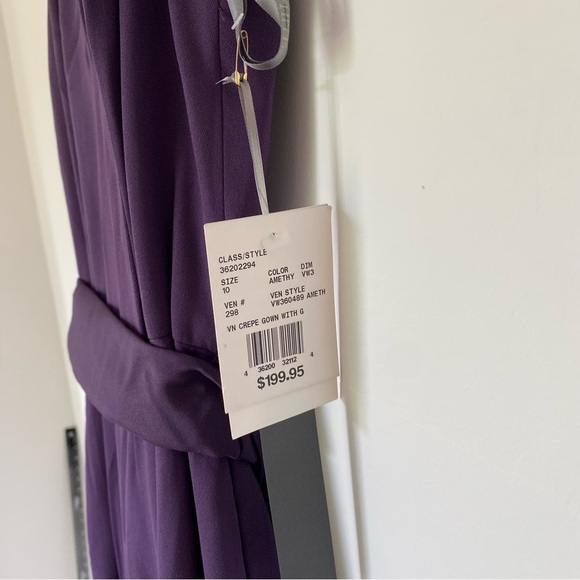 White by Vera Wang Maxi Bridesmaid Dress in Amethyst Belted Waist Sz 10 - Picture 5 of 16